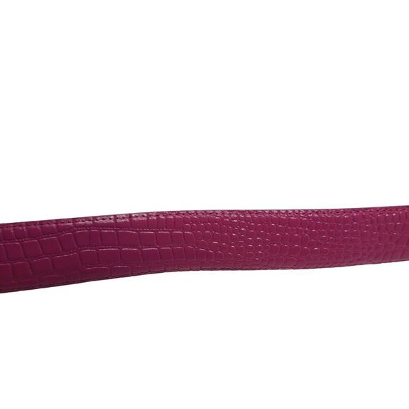 Vintage 80\'s Genuine Leather Belt L Fuchsia Hot‎ Pink Croc Embossed Barbiecore main image 6